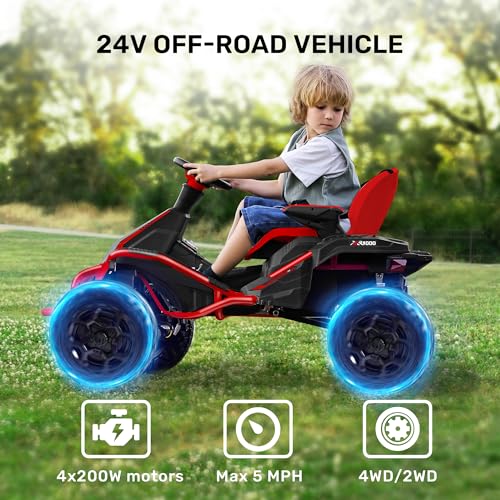 24V 4x4 Ride On Toy for Big Kids, 4x200W Motors, 5MPH, Parent Remote, Wide Seat, Green X884766