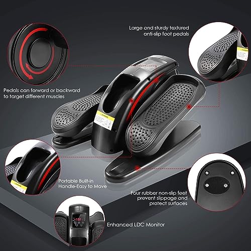 Under Desk Elliptical Machine - Quiet Pedal Exerciser for Seniors, Office & Home, Low-Impact Seated Leg Workout Equipment U896385