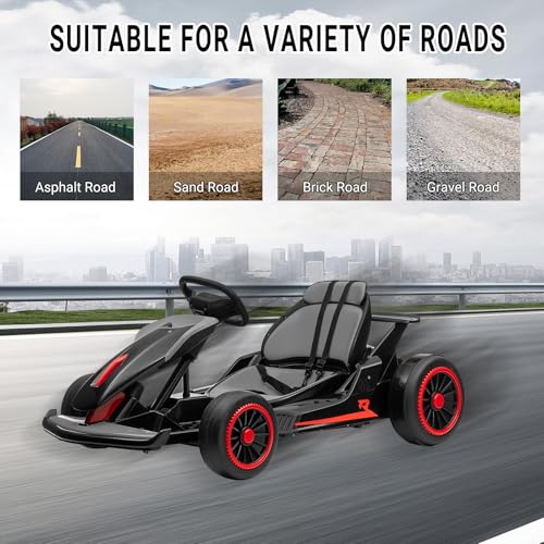 Kids Go Kart, 24V Electric Drift Car, 2-Speed Ride On Toy for Boys Girls 6+ V958