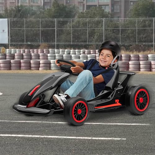 Kids Go Kart, 24V Electric Drift Car, 2-Speed Ride On Toy for Boys Girls 6+ V958