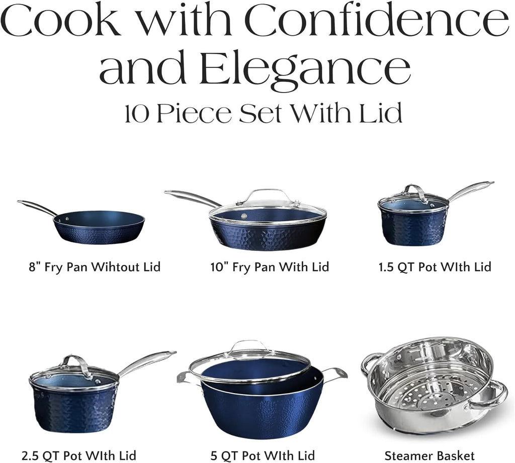 Non-Stick Ceramic 10 Piece Cookware Set with Glass Lids Y956915
