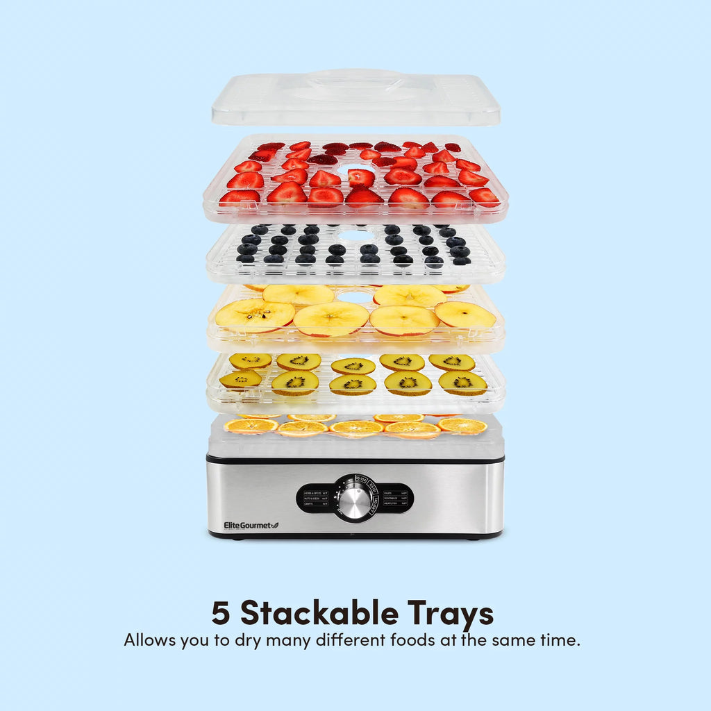 Food Dehydrator with 5 Stainless Steel Trays S893