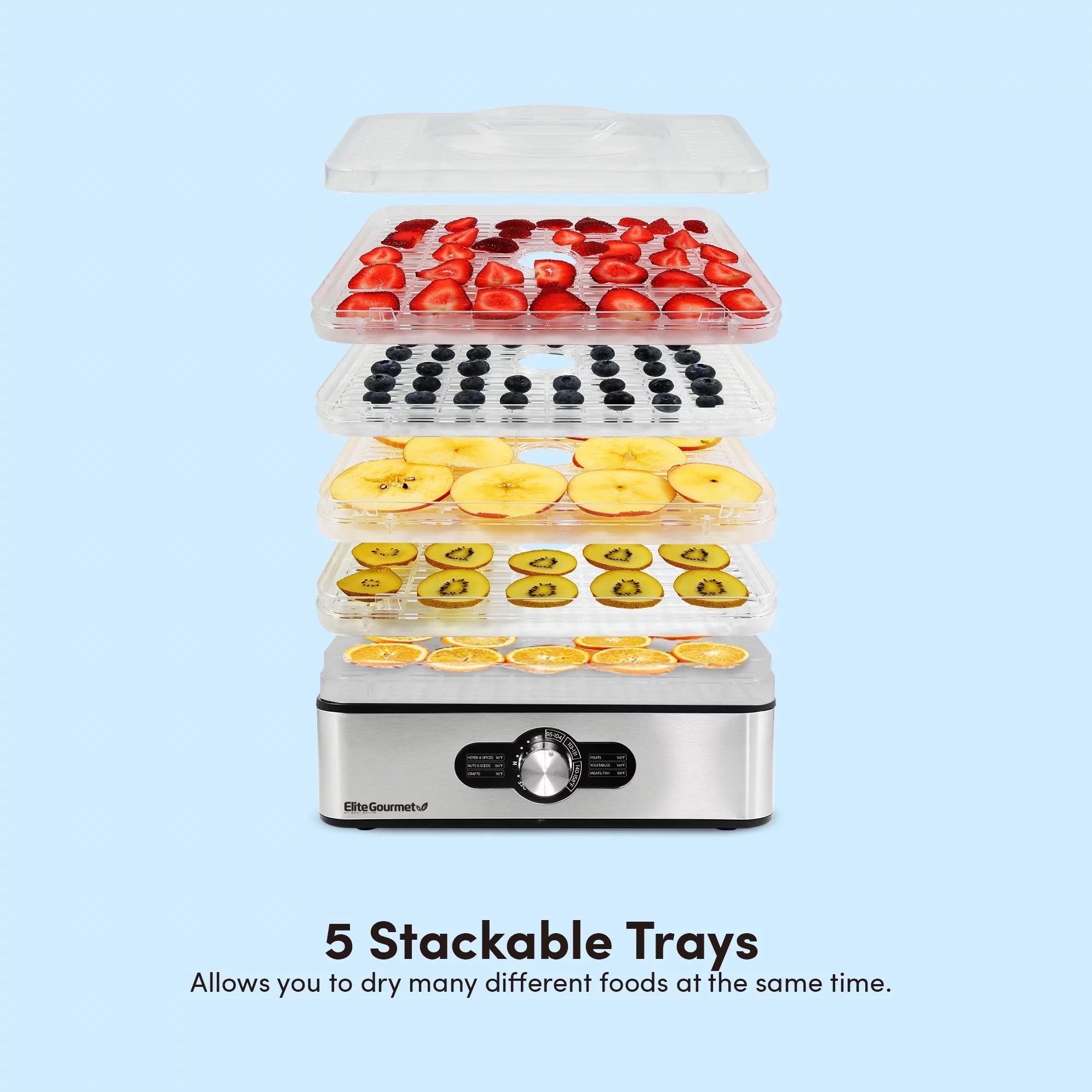 Food Dehydrator with 5 Stainless Steel Trays S893