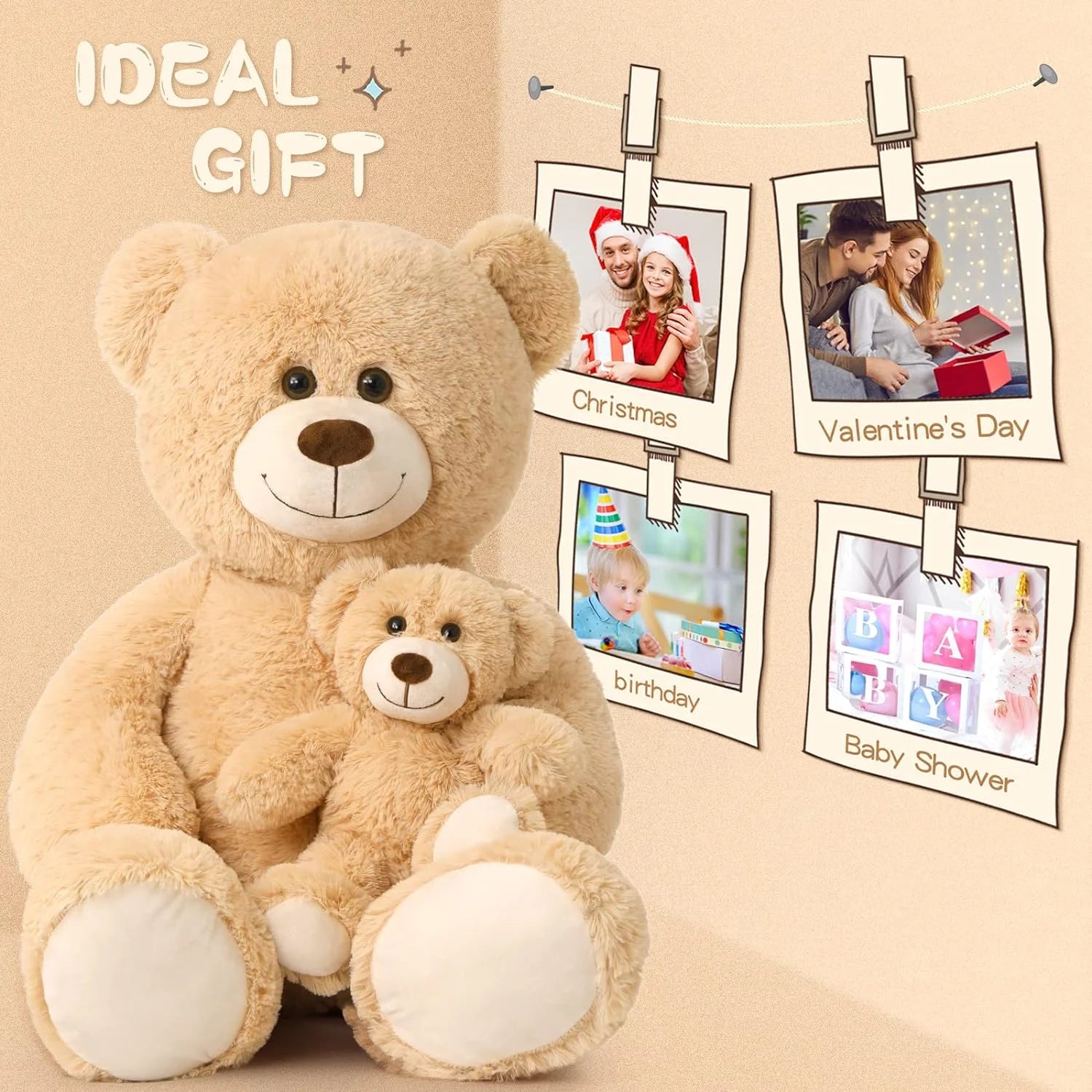 Giant Teddy Bear Mommy and Baby Soft Plush Stuffed Animal E936