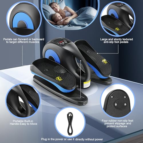 Under Desk Elliptical, Electric Leg Exerciser for Seniors, Portable Seated Foot Pedal with Remote X102