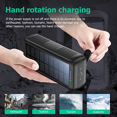 Solar Charger Power Bank 63200mAh Portable Dual Outputs Flashlight K2447