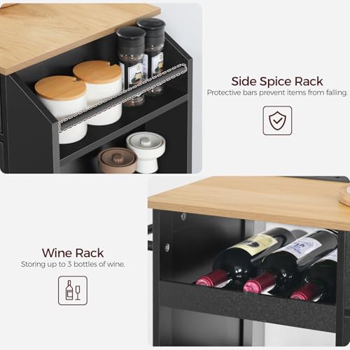 Kitchen Island with Power Outlet and Drawer, Rolling Cart on Wheels R667501