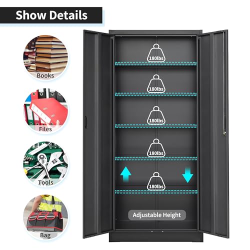 Metal Storage Cabinet with Adjustable Shelves, White M995185