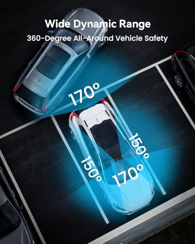 4 Channel Dash Cam 360° View, 1080P Front and Rear Inside, Left Right, Night Vision, 5G WiFi & APP Control S90144