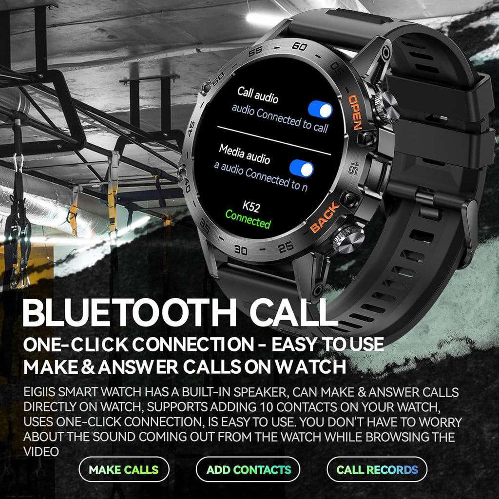 Rugged Tactical Smart Watch with HD Screen, Heart Rate Monitor, Fitness Tracker C8438