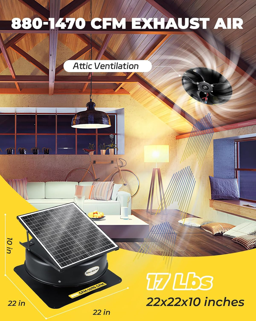 Solar Attic Fan with Remote Control, 40 Watt Roof Exhaust Fan L67451