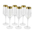 Three Star Import & Export GS7124 8.5 in. Flute Glass with Greek Key Design Set, 6 Piece