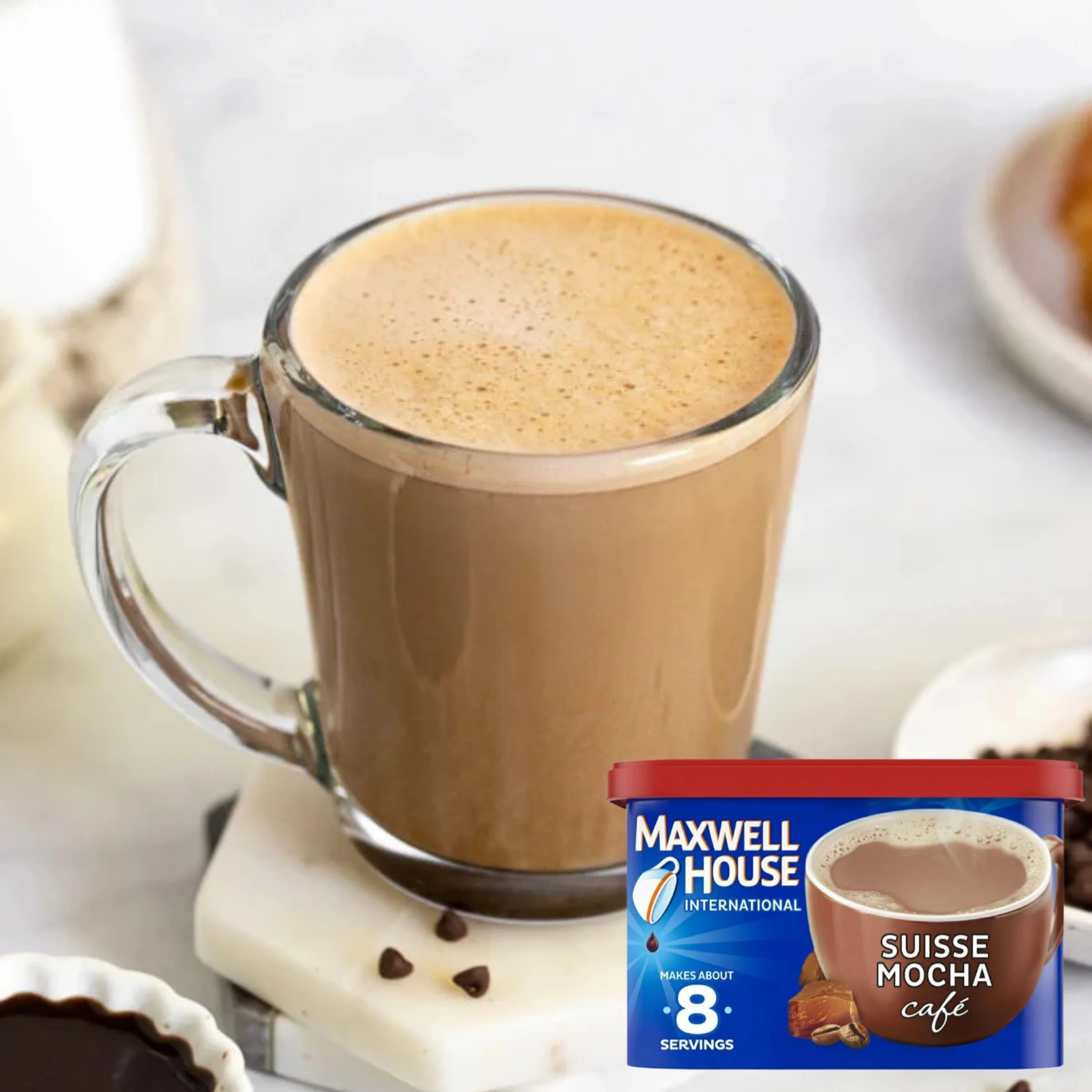 Caffeine-Free Suisse Mocha Instant Coffee, 8 Servings, Pack of 2 V207696