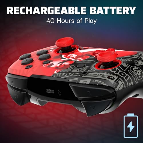 Wireless Controller for Nintendo Switch, Glows in the Dark, Rechargeable Battery E2669