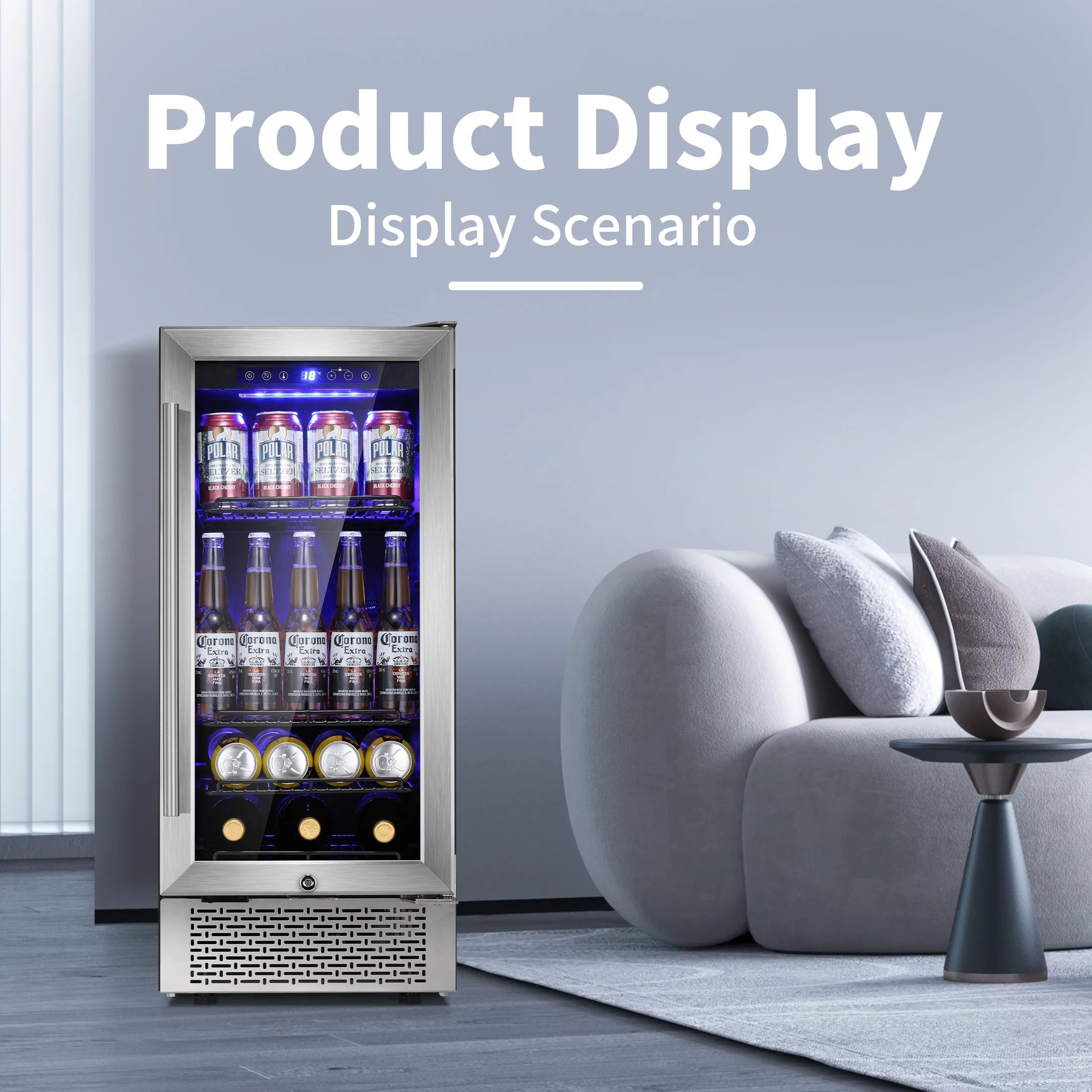 15 inch Beverage Refrigerator with Clear Glass Door and Digital Temperature Control R6948
