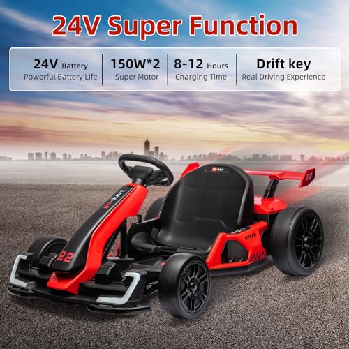 Kids Electric Drift Go Kart with Adjustable Seat F954214