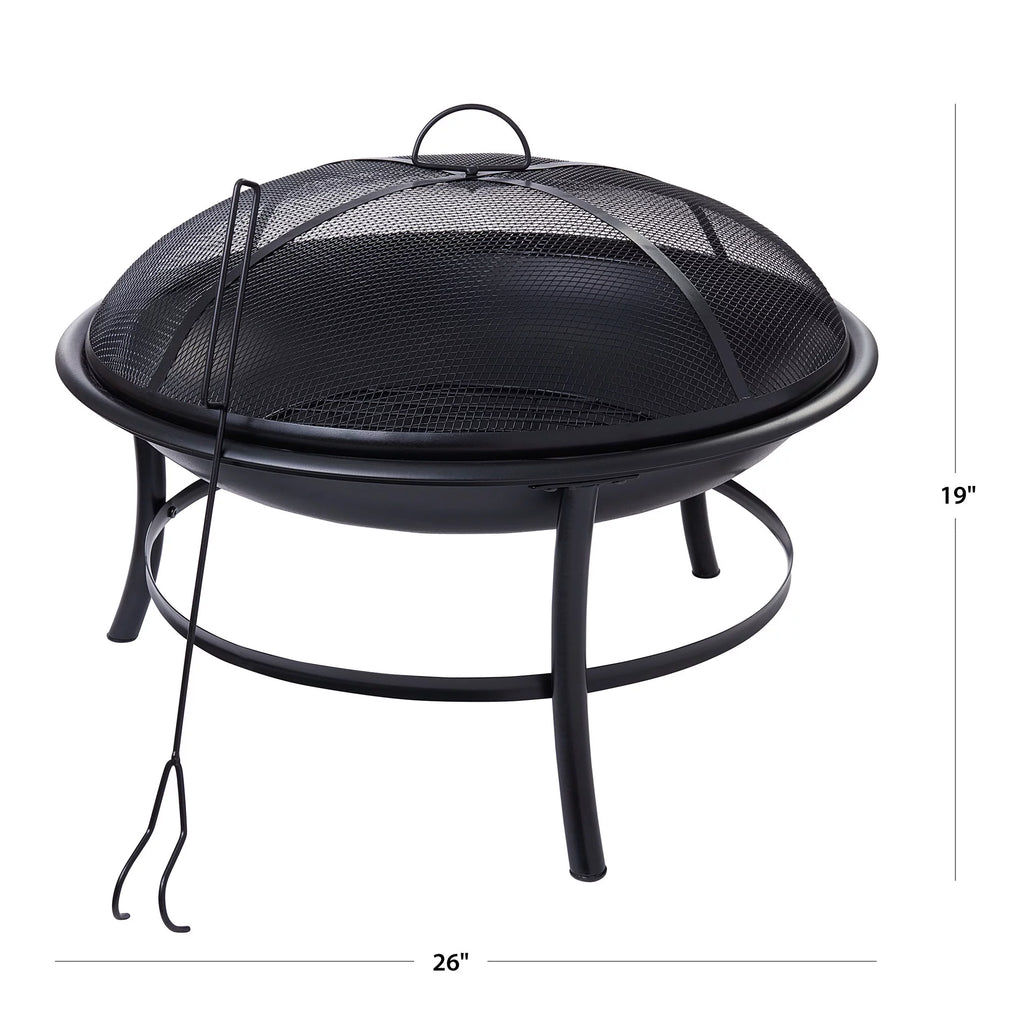 26" Round Iron Outdoor Wood Burning Fire Pit K206701