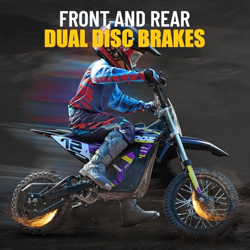 Electric Dirt Bike for Kids, 3 Speed Modes, 18 MPH, 15 Miles Range, Dual Suspension, Disc Brake, 16" Tire, Orange Q704649