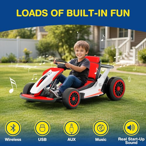 24V Electric Go Kart for Big Kids with 5-Point Safety Belt I93490