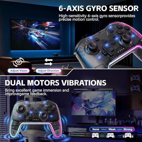 Wireless Controller for Switch, PC, Android, iOS with RGB Lighting P1625