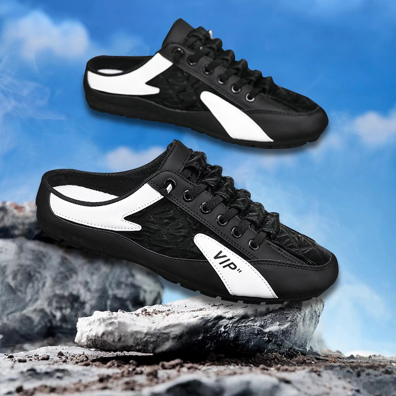 Men Slip-On Mule Sneakers Lightweight Casual Loafers Q264