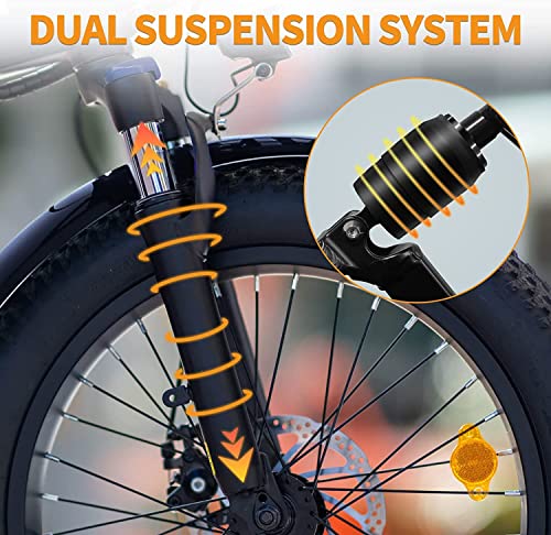 Folding Electric Bike for Adults, 1200W Peak Motor, 28MPH Max Speed, 48V 10AH Removable Battery, 20" Fat Tire M14323