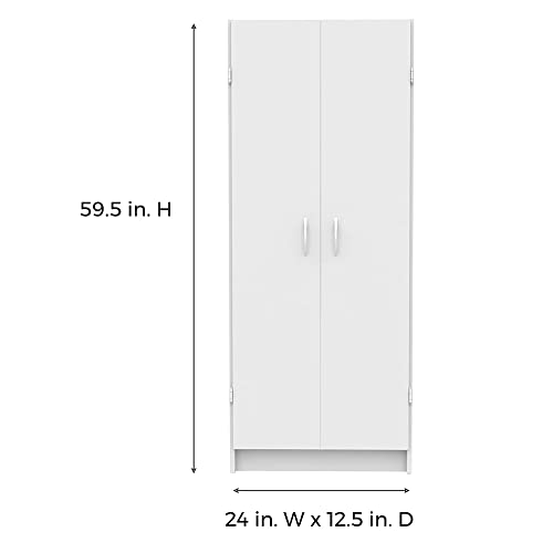 Pantry Cabinet with 2 Doors and Adjustable Shelves, White F51204