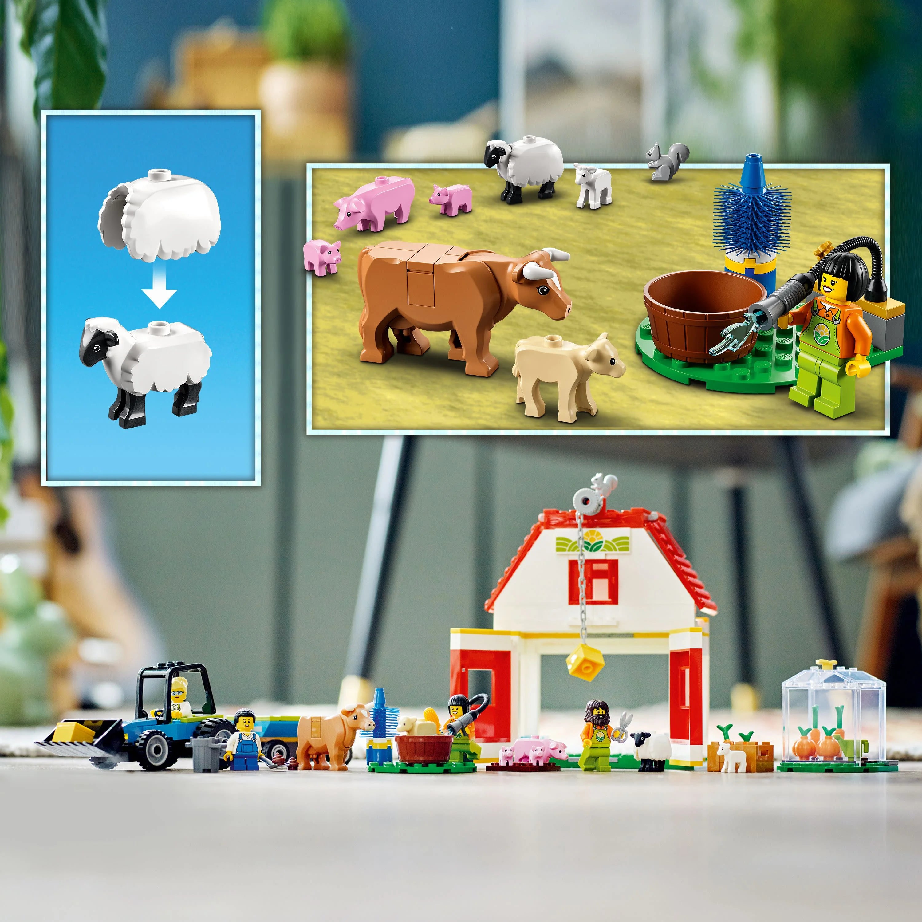 Barn & Farm Animals Playset with Tractor and Trailer S20872