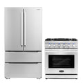 Cosmo 2 Piece Kitchen Appliance Packages with 30" Free Standing Gas Range Kitchen Stove & French Door Refrigerator Kitchen Appliance Bundles