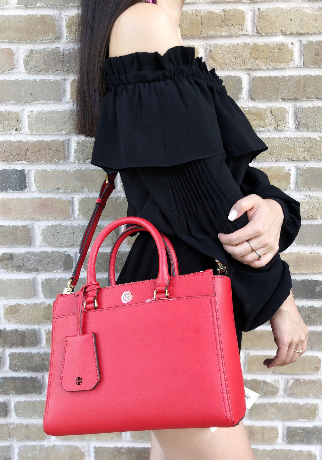Small Double Zip Tote Satchel Crossbody Bag O3994