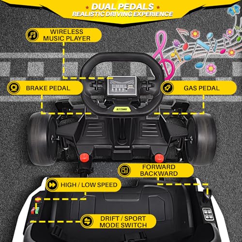 24V Kids Go Kart 300W Electric Drift Kart Outdoor Race Toy with 2X150W Motor, 7AH Battery K12878