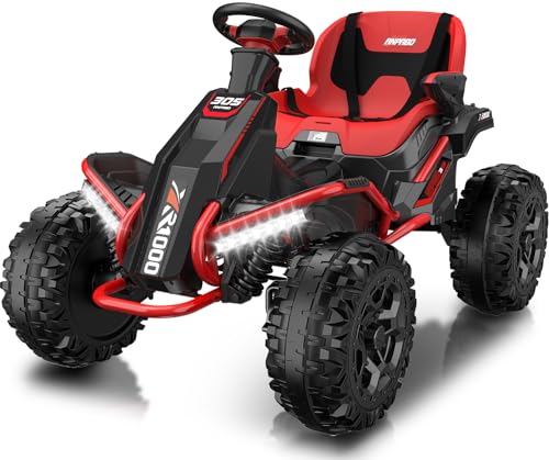 ANPABO 24V 4x4 Ride On Toy for Big Kids, 4x200W Motors, 5MPH, Kids Car w/Parent Remote, Wide Adjustable Seat, Headlights, Metal Frame, Shock Absorbers, 4 Wheeler Quad for Kids 3-12, Green