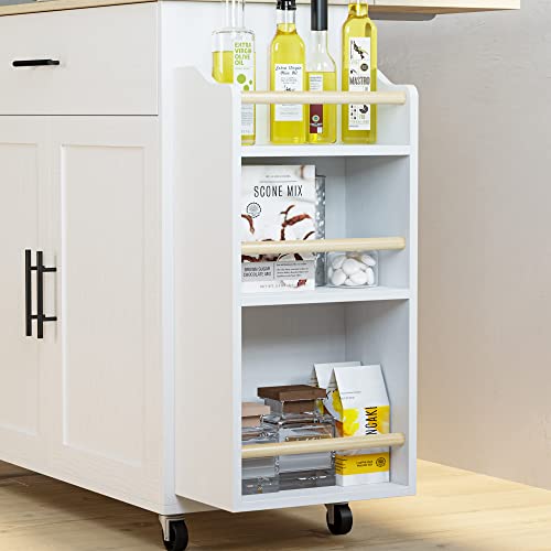 Kitchen Island with Storage, Rolling Cart with Drop Leaf and Charging Station H331