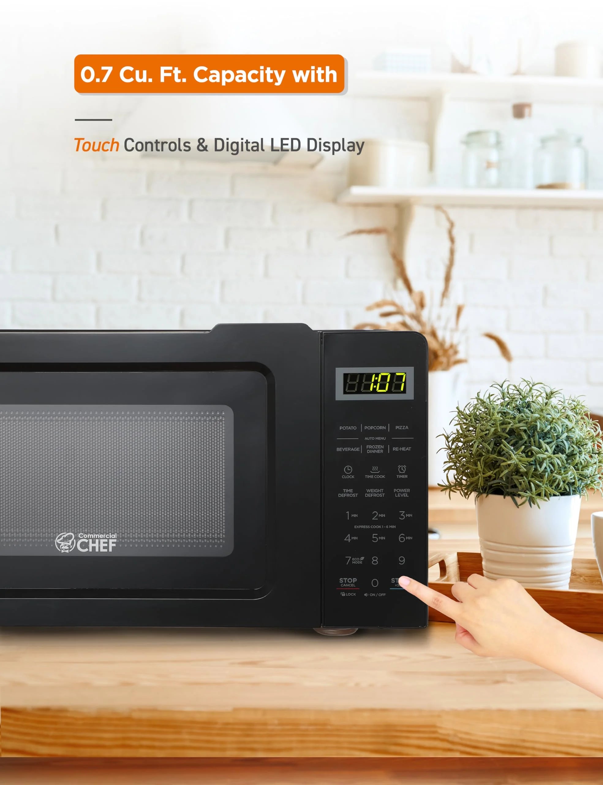 0.7 Cu Ft Microwave Oven, 700 Watt, Stainless Steel Front S4710