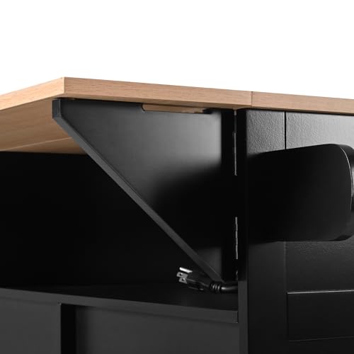 Foldable Kitchen Storage Island Cart with Drop Leaf Extensions and Wheels C5218