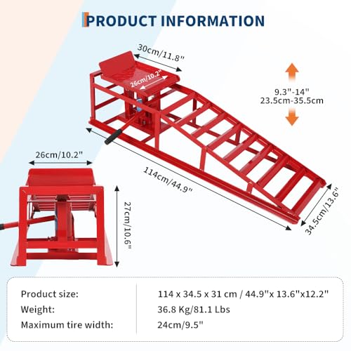 Hydraulic Car and Truck Service Ramps, 5 Ton Capacity, Adjustable Height M5181