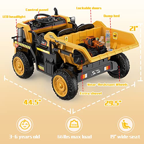 Ride on Dump Truck with Remote Control, Electric Dump Bed and Music Player R901810