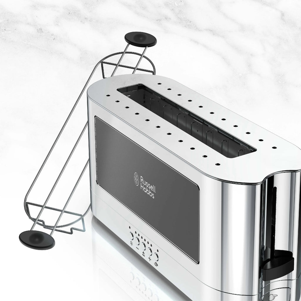 2-Slice Glass Accent Long Toaster, Black & Silver B6610