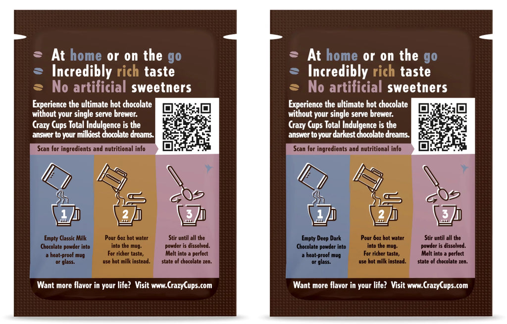 Hot Chocolate Mix Variety Pack, 44 Gourmet Packets, Dark and Milk Chocolate F334617