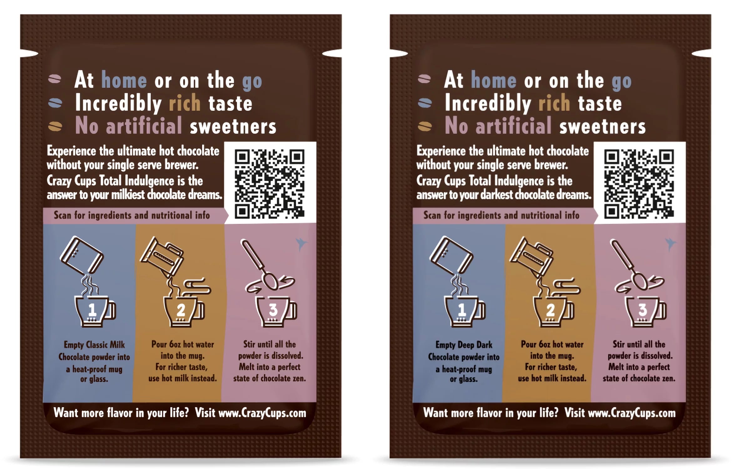 Hot Chocolate Mix Variety Pack, 44 Gourmet Packets, Dark and Milk Chocolate F334617