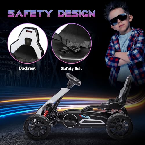 12V Electric Go Kart for Kids, Ride-On Toy with Adjustable Speed W1614