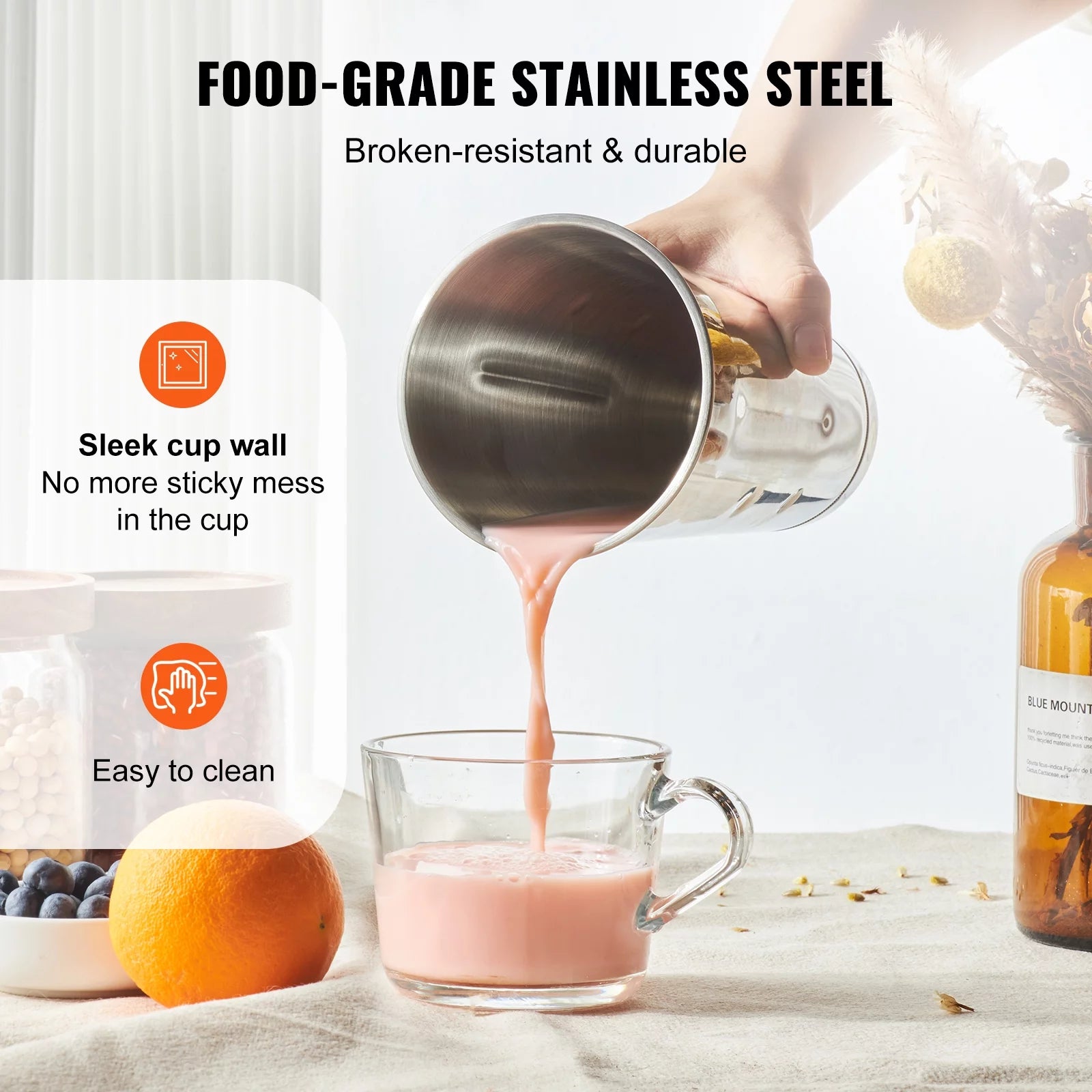Stainless Steel Electric Milkshake Maker Blender with LED V87059