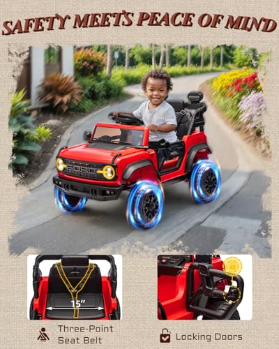 24V Ride on Car for Big Kids, 2 Seater with Remote Control, 4-Wheeler Suspension, 3 Speeds, LED Lights D981
