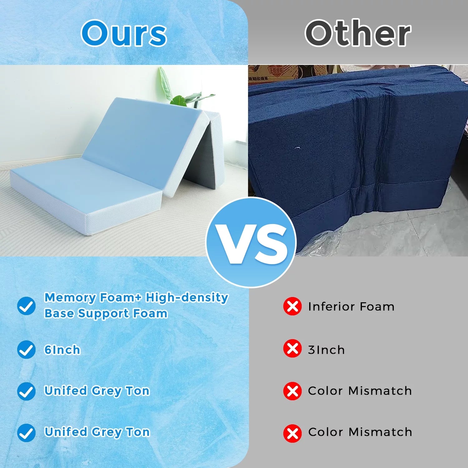 Folding Mattress with Cooling Memory Foam, Washable Cover, Twin Size C159829