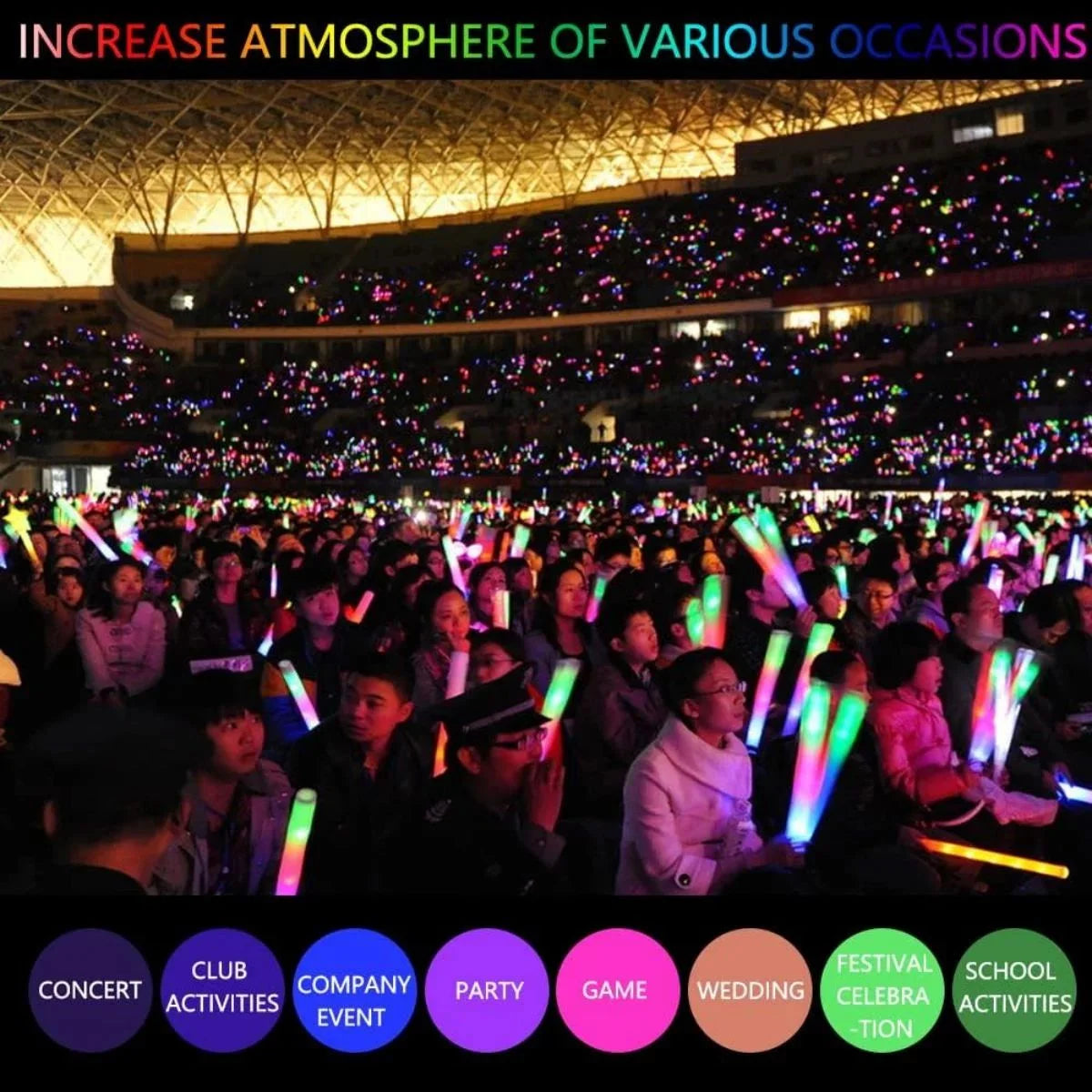 LED Foam Sticks, 18in Glow Wands for Party Supplies Y45779