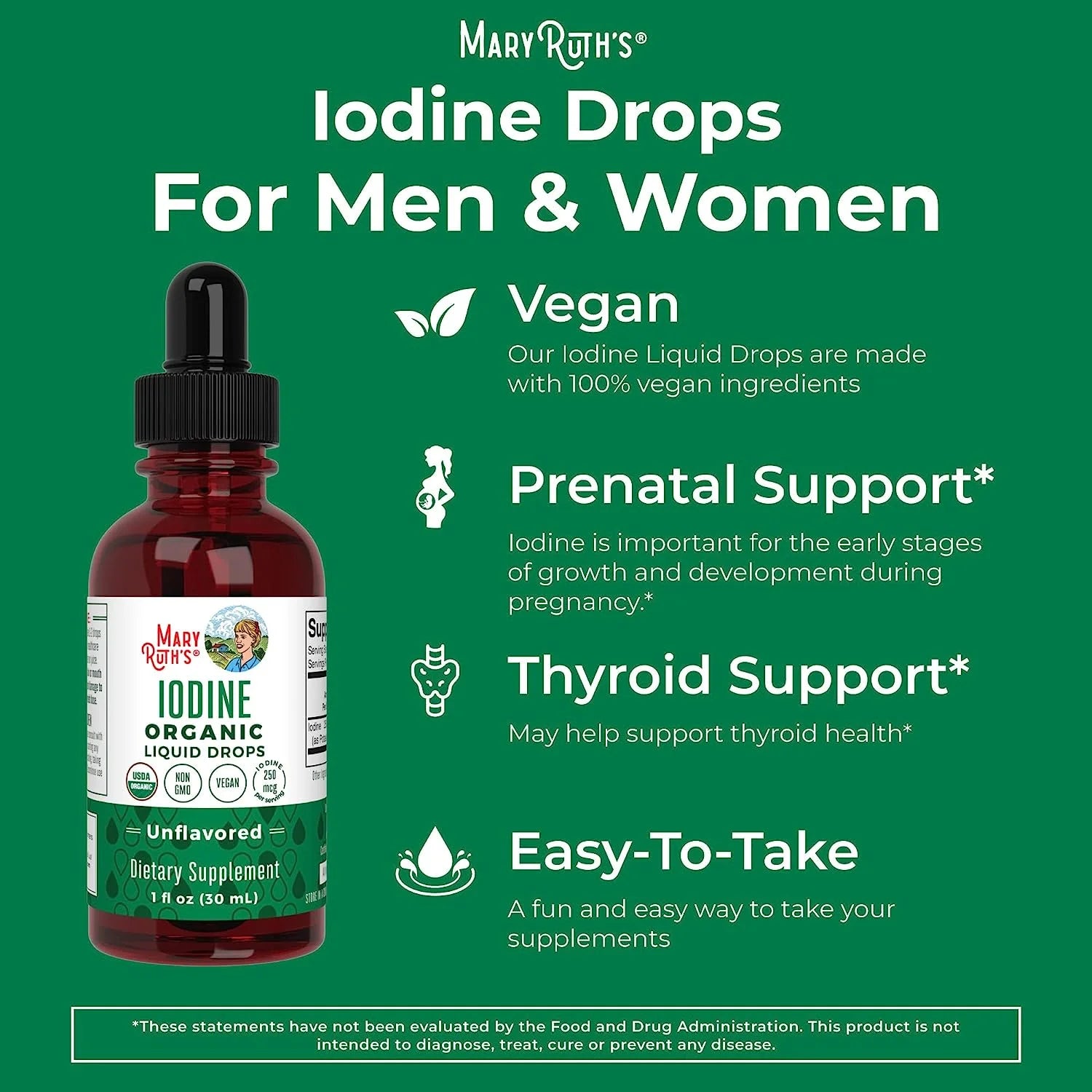 Potassium Iodine Supplement Drops, USDA Organic, Vegan, 450 Servings Q784