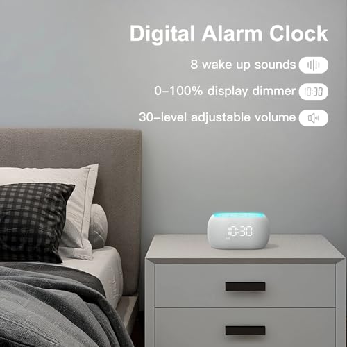 White Noise Sound Machine Alarm Clock with Bluetooth Speaker G270