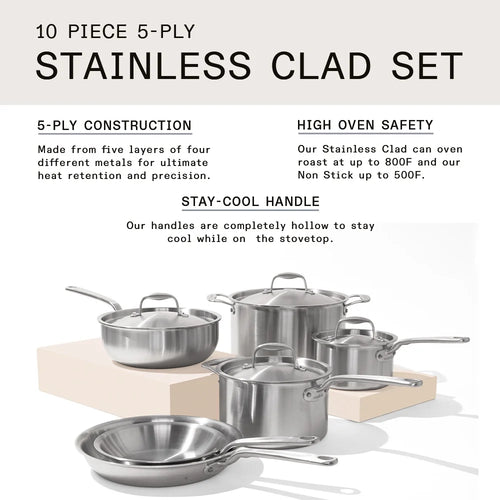 10 Pc Stainless Steel Pot Pan Set S60962
