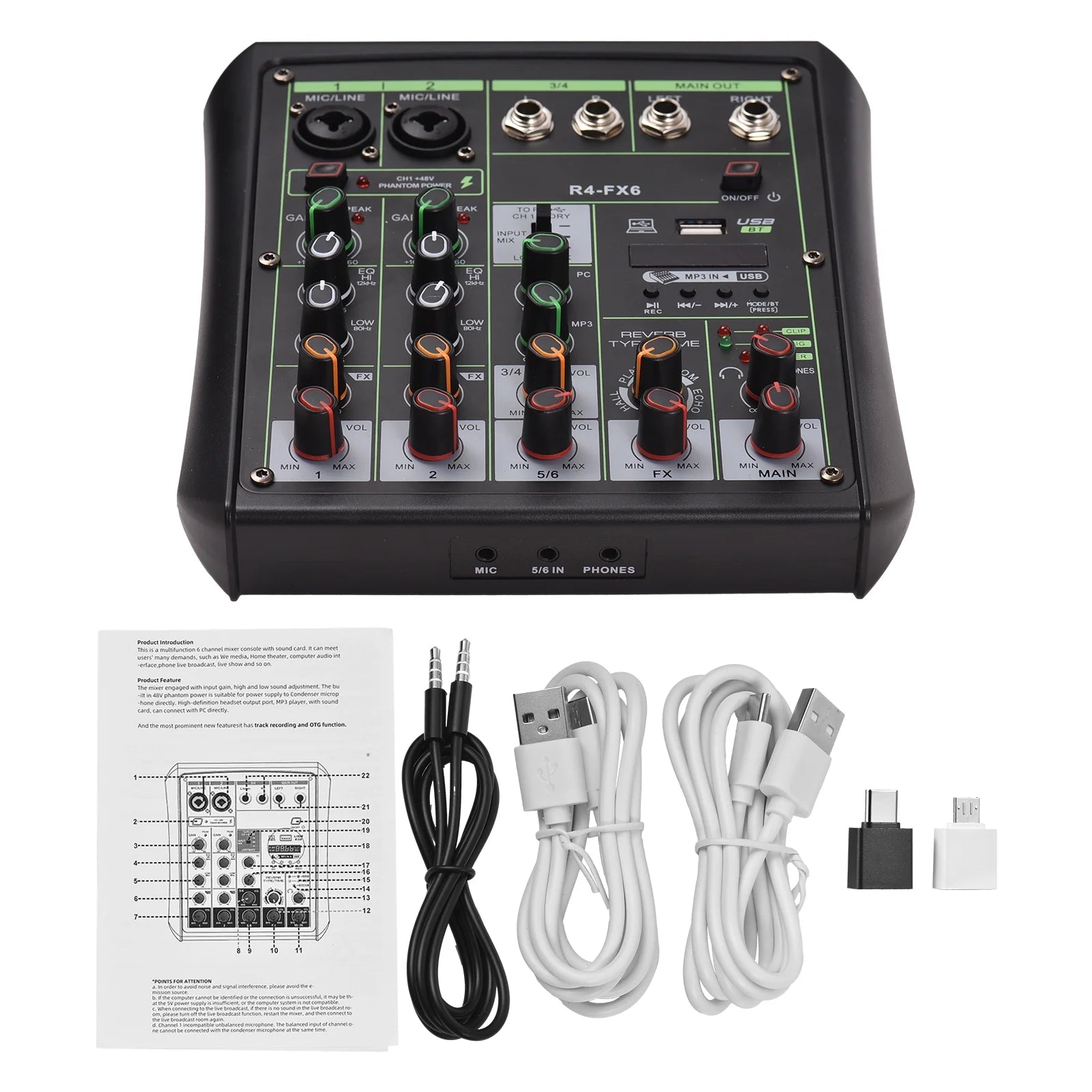 Arealer Audio Mixer,Usb Mp3 With Bt Mp3 Player Sound Console Bt Sound Player With Audio Console 6 Channel Theater Computer Console Usb Channel Audio Computer Audio Channel 48v Usb Withconsole Dazzduo