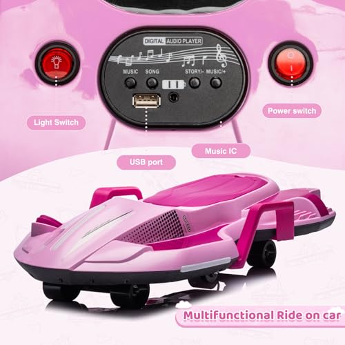 24V Electric Ride On Toy for Kids, Drift Cart with Side Handlebars, LED Lights & Music J79370
